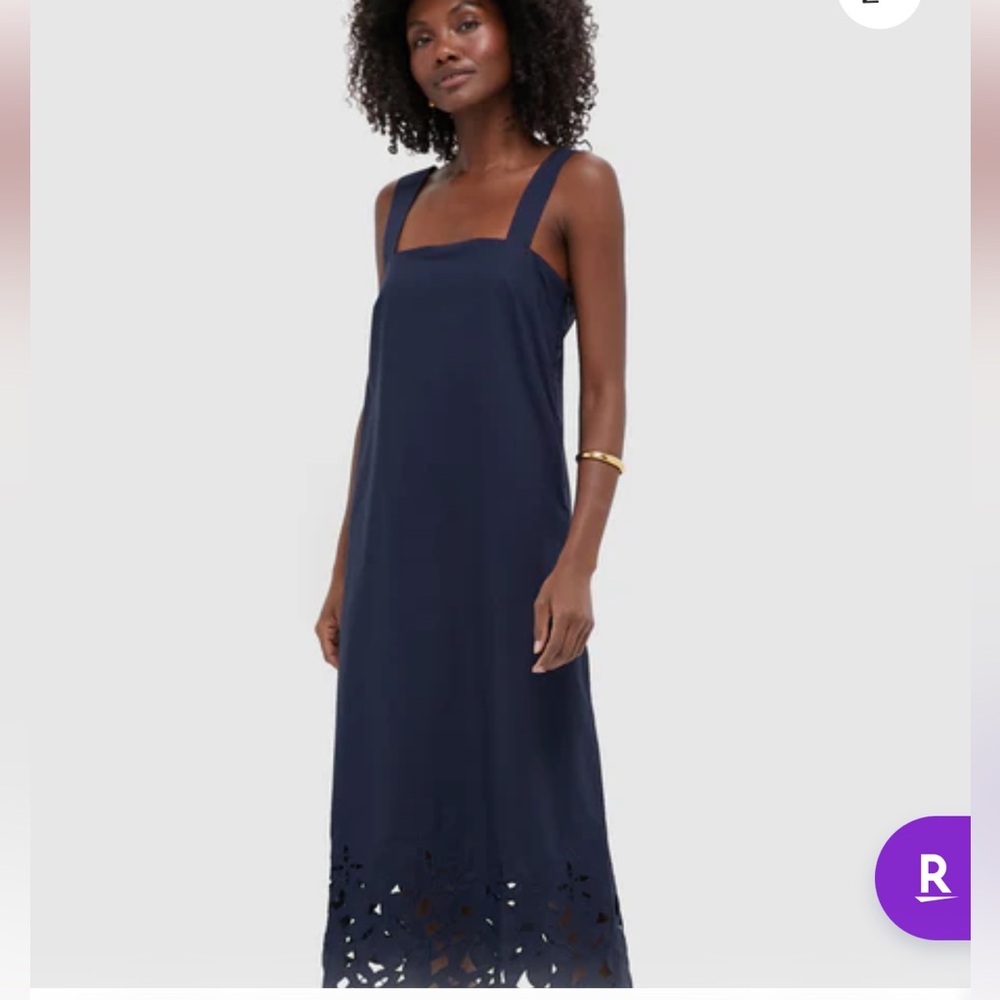 Tuckernuck Navy Cotton Eyelet Moria Dress Midi Dress worn once